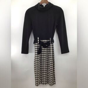 David Warren ILGWU Vintage Black and White Long Sleeve Dress